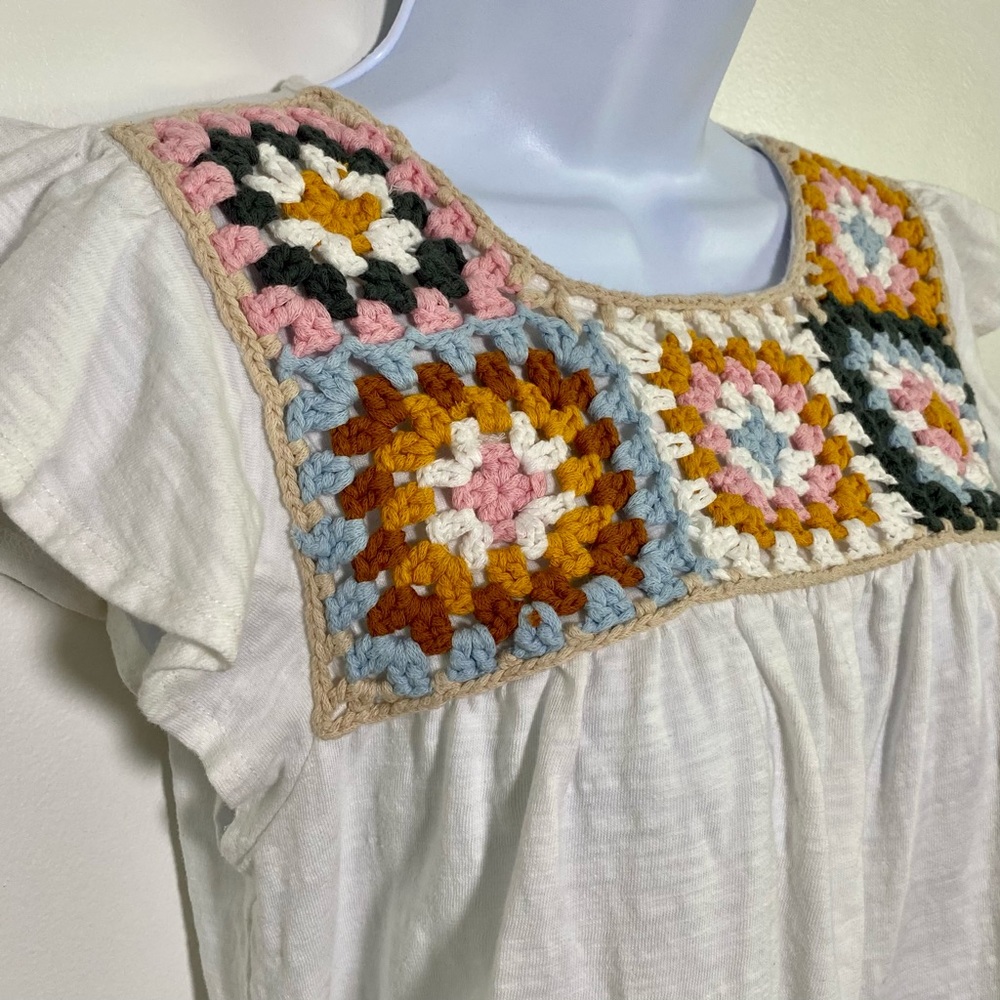 THML White Top with Multicolor Crochet Detail - Picture 2 of 8